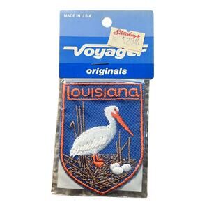 Vintage 1970s Voyager Brand Louisiana State Souvenir Travel Tourism Sew-On Patch